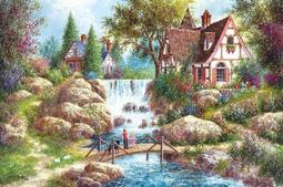 1000片油畫篇拼圖 31-527 Thomas Kincade 幸福的小屋/ 31-528 Abraham 静谧的黄昏 歷史價格詳細信息