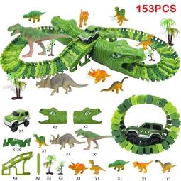 百變恐龍軌道電動車賽車兒童男孩玩具DIY積木拼接過山洞3生日禮物 歷史價格詳細信息