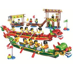 端午節龍舟船賽龍舟80103臺歷40678節慶日歷拼裝積木節日禮物【金隆玩具】 歷史價格詳細信息