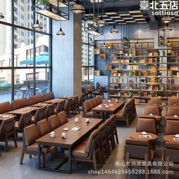 主題西餐廳靠牆卡座沙發高檔茶餐廳飯店中式茶樓實木桌椅組合 歷史價格詳細信息