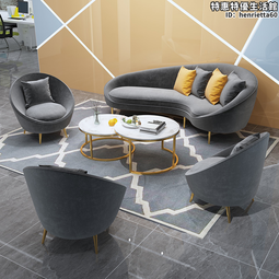 北歐弧形沙發茶几組合家用客廳輕奢懶人沙發美容院接待元寶沙發 歷史價格詳細信息