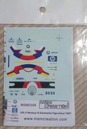 MSMD006 1/20 JP Montoya Schumacher 賽車服水貼2002 歷史價格詳細信息