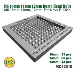 MD12018 M6 16, 14, 12mm Dome Head Bolts (dia. 1.33, 1.17mm, 價格比較,價格查詢,歷史價格詳細信息