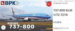 BPK 1/72 737-800 KLM (波音 737-800 客機) 組裝模型_7219 價格比較,價格查詢,歷史價格詳細信息