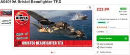 Airfix 1/72 Hawker Typhoon IB (颱風) 組裝模型_A02041A 歷史價格詳細信息