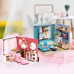 【酷正3C】L025少女心→ DIY小屋 袖珍屋 娃娃屋 模型屋 材料包 玩具娃娃住屋 手做工藝 拼裝房子 現代感樓中樓 歷史價格詳細信息