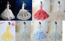芭比娃娃高檔婚紗 新娘禮服大裙公主裙 晚禮服 歷史價格詳細信息