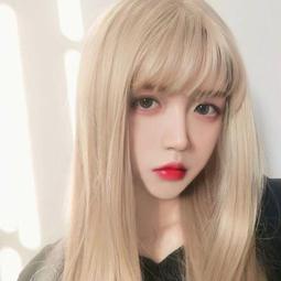 假發女長發自然全頭空氣劉海氣質修臉淺金色長直發網紅Lolita發濤 歷史價格詳細信息