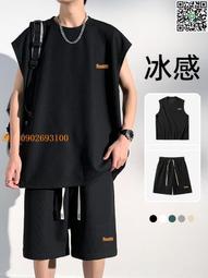 運動套裝 無袖背心 跑步套裝男 籃球服 健身衣 夏季韓版潮流夏天男生五分短褲男寬鬆外穿-毛毛男裝 歷史價格詳細信息