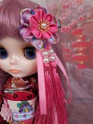 小禎雜貨 三花流蘇藍色 和風手工花朵髮夾  和服 花朵髮夾  小布娃娃頭飾 大人 小孩 小布娃娃 美樂娃娃都可使用 歷史價格詳細信息