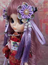 小禎雜貨 三花流蘇藍色 和風手工花朵髮夾  和服 花朵髮夾  小布娃娃頭飾 大人 小孩 小布娃娃 美樂娃娃都可使用 歷史價格詳細信息