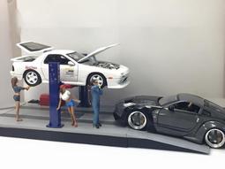 1:24 維修車間場景 收納防塵盒 模型車升降機 改裝廠背景 1:24 工具車庫 歷史價格詳細信息