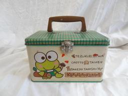 (y) 日本製1991年Sanrio kerokerokeroppi大眼蛙皮皮蛙手提式鐵盒/收納盒/置物盒 價格比較,價格查詢,歷史價格詳細信息