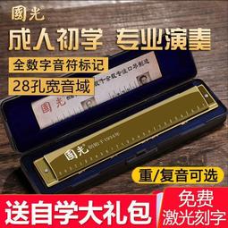 口琴德國進口音簧國光高端28孔復音口琴C調24孔重音專業演奏高級正品 歷史價格詳細信息