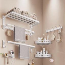 奶白衛生間置物架免打孔廁所牆角壁掛收納神器洗手間浴室三角架 歷史價格詳細信息