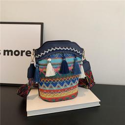 2024新款民族風繡花包帆布孔雀刺繡女包斜背包手提包斜跨包機車包-時尚箱包 歷史價格詳細信息