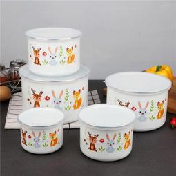 搪瓷碗 保鮮碗 泡麵碗  三件式收納盒 五件套收納碗  儲物盒 配保鮮蓋圓底沙拉碗 餐盒 冰箱儲物碗 菜碗 飯碗 歷史價格詳細信息