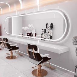 理髮店鏡子掛牆美髮店鏡臺大圓鏡髮廊專用帶燈發光剪髮壁掛式 歷史價格詳細信息