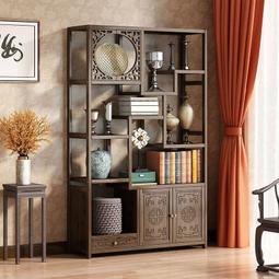 新中式實木多寶閣博古架隔斷書架茶葉架置物架展示架簡約 歷史價格詳細信息