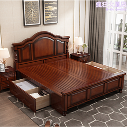 美式實木床簡約輕奢雙人婚床 經濟型白色主臥高箱儲物床1.8米 歷史價格詳細信息