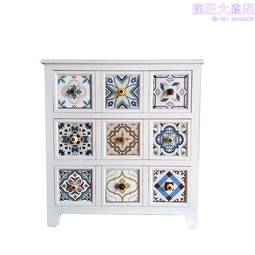 美式彩繪實木多層收納櫃 臥室客廳儲物田園風格民俗特色 新店特惠 歷史價格詳細信息