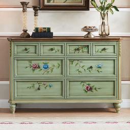 美式彩繪實木多層收納櫃 臥室客廳儲物田園風格民俗特色 新店特惠 歷史價格詳細信息