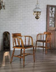 【卡卡頌  歐洲古董】法國老件 曲木 雕刻 真皮坐墊 個性 扶手椅 餐椅 書桌椅  ch0360 價格比較,價格查詢,歷史價格詳細信息