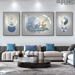 三聯客廳裝飾畫麋鹿實物裝置畫立體手工輕奢高端3d沙發背景牆掛畫 歷史價格詳細信息