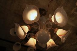 老吊燈 古吊燈 電笠 電傘 日式 花草奶油燈 玻璃吊燈 台中 Under Object古道具 歷史價格詳細信息