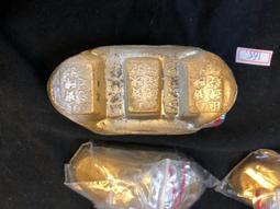 古代純金條仿真一模一樣金錠金元寶小黃魚大全套實心鎏金高檔擺件 歷史價格詳細信息