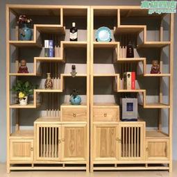新中式白蠟木禪意免漆書櫃 隔斷架 多寶閣茶葉展示櫃古董置物架子 歷史價格詳細信息