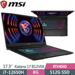 MSI微星 Katana 17 B12VEK-058TW-SP2 黑(i7-12650H/16G/512G+500G SSD/RTX4050 6G/W11/17.3)特仕 歷史價格詳細信息