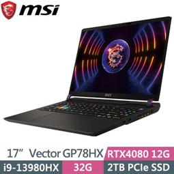 MSI Vector GP78HX 13VH-451TW(i9-13980HX/32G/2TB SSD/RTX4080 12G/17吋QHD+/Win11P)電競 歷史價格詳細信息