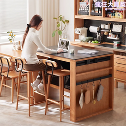 櫻桃木實木巖板餐桌北歐黒胡桃木簡約家用小戶型餐桌椅組合餐廳 歷史價格詳細信息