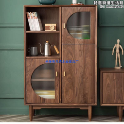 北美黑胡桃木餐邊櫃多功能高櫃餐廳儲物櫃巖板實木一體靠牆置物櫃 歷史價格詳細信息