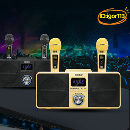 【優選】SD308雙麥家用K歌神器發光投影旋轉低音炮戶外無線雙話筒一體音響 歷史價格詳細信息