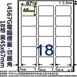 【文具通】Herwood 鶴屋 L4567 雷射 噴墨 影印三用電腦標籤 20張 18格 白色 45x67mm ASL4567 歷史價格詳細信息