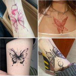 月亮蝴蝶果汁紋身貼防水女持久草本半永久胸前性感高級感貼紙仿真 歷史價格詳細信息