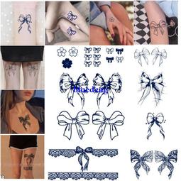草本果汁紋身貼半永久大腿手臂蕾絲蝴蝶結持久防水女生刺青 歷史價格詳細信息