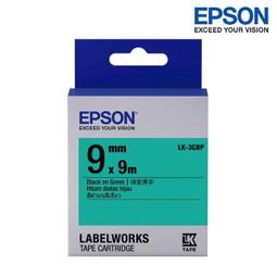 EPSON LK-3GBP 9mm 粉彩系列 原廠標籤帶 綠底黑字 歷史價格詳細信息