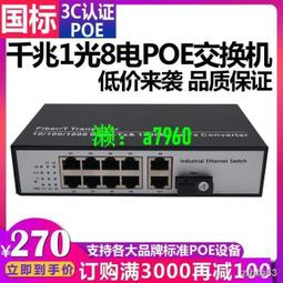 8光1電光交換機千兆乙太網光纖收發器 工業級內置單纖/雙纖RJ45座 歷史價格詳細信息