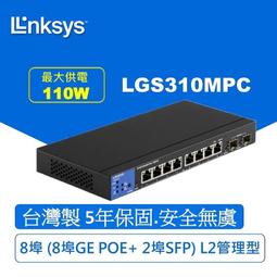 Linksys LGS310MPC-TW 8埠(8埠POE+GE/2埠SFP) POE L2管理型 Gigabit 超高速乙太網路交換器(鐵殼) 歷史價格詳細信息