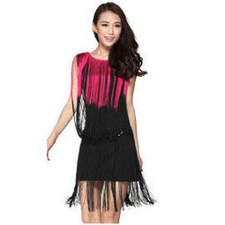 拉丁舞流蘇裙 舞蹈練習半身裙 節日表演服舞臺演出服加密流蘇舞裙 歷史價格詳細信息