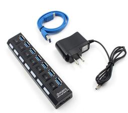 USB3.0HUB一拖七usb3.07口hub集線器帶獨立開關電腦分線器連接器 歷史價格詳細信息