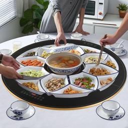 台灣現貨 火鍋巖板餐桌轉盤帶電磁爐自動圓桌轉臺電動智能多功能旋轉大圓盤 歷史價格詳細信息