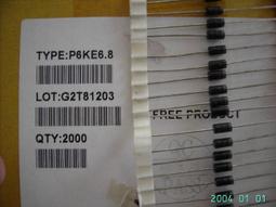 P6KE6.8A 單向 TVS瞬態抑制二極管 瞬變二極管 瞬態二極管 10隻 169-01923 歷史價格詳細信息