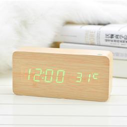 創意led木頭鍾 靜音聲控多功能智能鬧鐘 電子鐘 床頭夜光簡約時鐘 歷史價格詳細信息