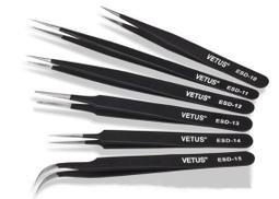 ESD防靜電鑷子不銹鋼工具套裝電子維修工具黑色尖嘴平頭彎頭夾子 歷史價格詳細信息