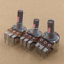 雙聯電位器 B10K,B20KB,50K,B100K 梅花軸 6腳 柄長15MM196-02171 歷史價格詳細信息