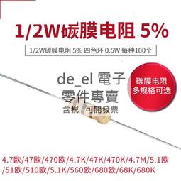 6.8K 2W金屬膜電阻 1% 五色環2W （50只） W142-6 -5 [324667] 歷史價格詳細信息